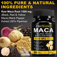 Cápsulas de Extracto de Raíz de Maca Negra, Roja y Amarilla de 1500 mg de Marca Privada que Mejoran la Vitalidad y Potencian la Salud Reproductiva