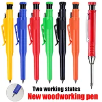 Crayon mécanique pour le travail du bois, 2,8 mm, lot de 3, avec taille-crayon intégré, mine 2B, tête longue pour marquage de trous profonds