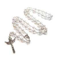 AB Acrylique Chapelet Crucifix Pendentif Oiseau Blanc Colombe Saint Esprit Chapelets 10mm Perles Uniques Catholique Orthodoxe Chapelets