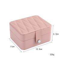 Boîte à bijoux portable en cuir PU avec miroir intégré, petite taille, pour ranger bagues et boucles d'oreilles, idéale pour les déplacements