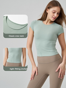 Camiseta Deportiva de Manga Corta para Mujer, Estilo <span class=keywords><strong>SNU</strong></span> Naked Feel, Ajustada, Moldea la Figura, de Secado Rápido y Transpirable para Yoga - Product Image 2