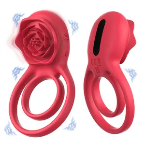 Penis Ring Rose Toy Vibrator Lock Rings Nipple Clitoris Stimulator Vibrators Sex Toys for Couple Delay Lick Vagina