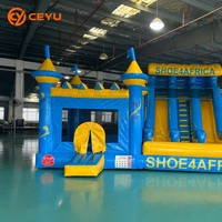 Ceyu Commercial Bleu Jaune Toboggan Gonflable Combo Maison de Rebond Château Gonflable à Double Voile Location de Fête pour Enfants Logo Personnalisé Usine