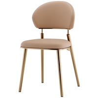 Chaise de salle à manger de luxe légère haut de gamme, structure en acier, revêtement en cuir, design nordique minimaliste moderne pour la maison et l'hôtel, avec dossier