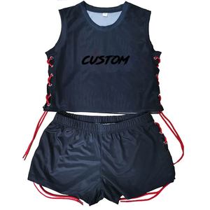 Sports personnalisés grande taille été sans manches polyester Biker Shorts ensembles pour femmes deux pièces ensemble vêtements haut court - Product Image 5