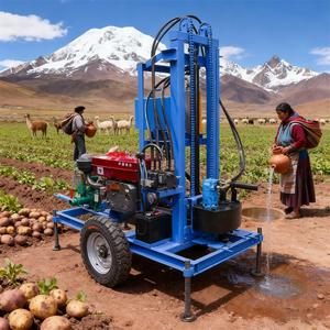 깊은 시추공 프로젝트를위한 휴대용 100m 150m 견인 휠 디젤 물 우물 드릴링 장비 기계 - Product Image 2