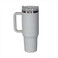 Mug de voyage amélioré en acier inoxydable de 40 oz avec poignée en silicone, double paroi isolée sous vide, sans BPA, écologique, pour le bureau et la voiture
