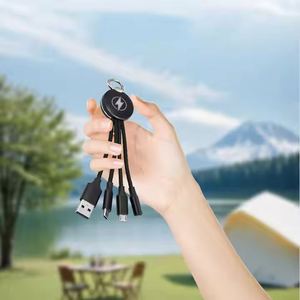 3-In-1 Multi-Function Fast Charging Keychain Usb <b>Charger</b> Cable With Led Luminous Logo Wholesale Custom Promotional Gifts - Product Image 4