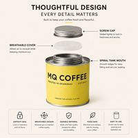 Boîte à thé et café en fer blanc de haute qualité, ronde, finition mate, avec logo personnalisé, double couvercle hermétique, sans danger pour les aliments, 12 oz