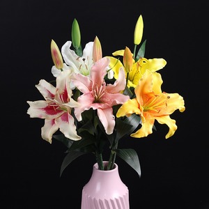 KEWEI <span class=keywords><strong>T669</strong></span> Fleurs de lys artificielles au toucher réel de luxe Décor floral rose pour mariage Présentoirs à la maison - Product Image 1