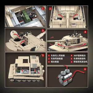 Série d'armes Overlord, modèle de char Tiger-1, 461 pièces, blocs de construction d'intelligence DIY pour garçons, ensemble emballé en boîte - Product Image 5