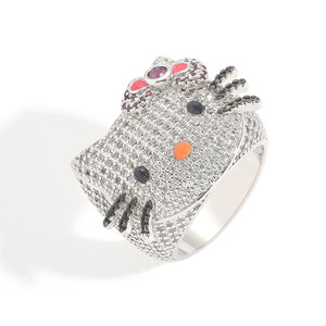 BES New Hip Hop Jewelry Cute Cat <strong>Rings</strong> Couple <strong>Cartoon</strong> <strong>Rings</strong> Brass Micro Inlaid Zircon Iced Out Hiphop <strong>Rings</strong> for Men Women - Product Image 4