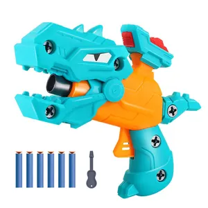 Kids DIY cartoon dinosaur gun 2022 baby power foam soft bullet gun toys