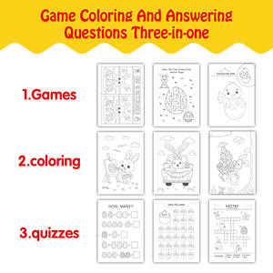 Livre de coloriage de jeu de <span class=keywords><strong>quiz</strong></span> de dessin animé pour enfants, thème de fête de festival, édition de Pâques, reliure thermique, impression promotionnelle - Product Image 4