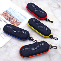 Étui carré en jean doux personnalisé avec logo et couleur, fermeture éclair, pour lunettes optiques de haute qualité, impression sur tissu pour myopie, vente en gros