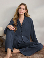 Ensemble de pyjama d'hiver pour femme OEM/ODM, couleur unie, cardigan, vêtements de nuit, deux pièces, taille élastique douce, ample, grande taille