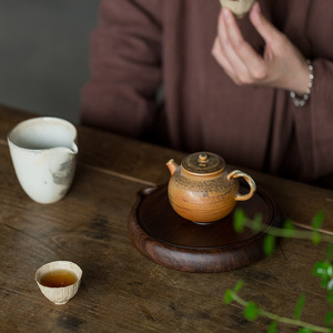 Chinese Style Purple Clay Teapot Holder Round Ebony Wood <b>Tea</b> <b>Tray</b> Heat Resistant For Kung Fu <b>Tea</b> - Product Image 2