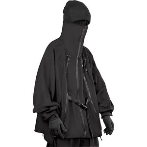 Niepce Inc Streetwear Techwear Chaqueta cortavientos con cremallera para hombre con capucha a prueba de viento para otoño - Product Image 1