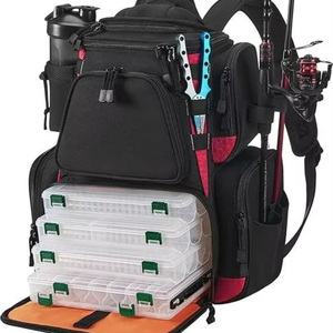 Échantillon gratuit : Sac de pêche à bandoulière, boîte à pêche résistante à l'eau avec porte-canne et porte-boissons, sangles réglables - Product Image 1