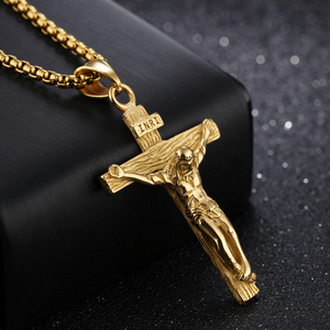 Bijoux fantaisie colliers pendentifs pour hommes Crucifix de pâques en acier inoxydable jésus <span class=keywords><strong>Christ</strong></span> croix pendentif collier pour hommes femmes - Product Image 6