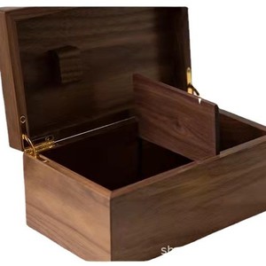 Chinese Retro Black Walnut Wood <b>Sewing</b> Box <b>Set</b> Square Coffee Brown With Compartments For Needlework Storage - Product Image 5