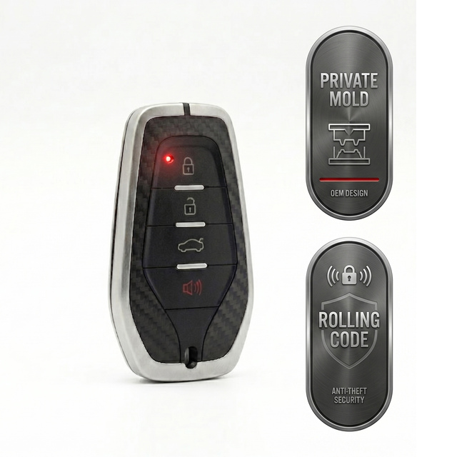 Exclusive Private Mold Car Alarm Remote Customizable Colors OEM Logo High Quality HCS301 Rolling Code Remote for Car Security
