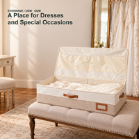 Grande boîte de rangement pour robe de mariée, boîte de conservation sans acide pour robe de mariée, coffre à souvenirs en coton et lin avec couvercle