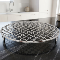 Grille de barbecue ronde en acier inoxydable 304, antiadhésive, réutilisable pour une utilisation en extérieur
