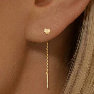 Pendientes de Plata de Ley 925 con Baño de Oro de 18K, Zirconia, Diseño Floral de Corazón, Joyería Moderna y Minimalista para Mujer - Product Image 2