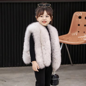 Gilet <span class=keywords><strong>rosa</strong></span> personalizzato per bambini in vera <span class=keywords><strong>pelliccia</strong></span> di volpe alla moda soffice <span class=keywords><strong>pelliccia</strong></span> per <span class=keywords><strong>bambina</strong></span> Gilet di <span class=keywords><strong>pelliccia</strong></span> per bambini - Product Image 4