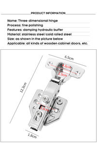 Charnière de porte d'armoire à fermeture automatique hydraulique à recouvrement total, également connue sous le nom de charnières de meubles de type « avion » ou « tube » - Product Image 4