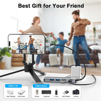 Adaptor Multiport USB C Hub 5 in 1, USB C Hub 4K 60HZ HDTV 100W pengisian cepat stasiun dok untuk MacBook Pro/Air iPad Laptop