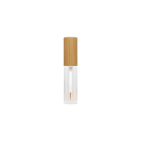 Tube d'eye-liner vide en verre dépoli de 6 ml avec bouchon en bambou et pinceau, contenant pour eye-liner liquide, emballage cosmétique pour maquillage des yeux