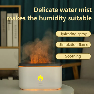 Difusor de Aroma de niebla fría de aire eléctrico portátil de 300ml, humidificador, luz nocturna, efecto de llama, aceite esencial, habitación, llama, luz nocturna - Product Image 5