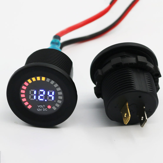DC 12V Car Boat Panel Gauge Battery Monitor LED Digital Display Voltmeter With Alarm Flash