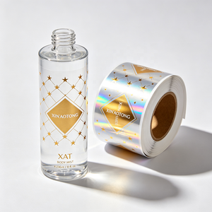 Étiquettes personnalisées en rouleau de film transparent avec estampage à chaud doré, autocollants adhésifs pour emballage de bouteilles en verre, vente en gros - Product Image 6