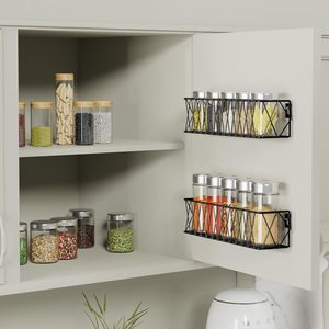 Wall Mounted Kitchen Spice Rack Stainless Steel Rectangle Storage Organizer For Cabinet Door Spices - Product Image 1