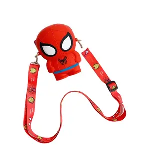 Dompet dan Tas Tangan Mini Anak Perempuan/Laki-laki, Dompet dan Tas Tangan Mini Desainer Selempang Kartun Spiderman Silikon Bening Berwarna Baru Modis untuk Anak Laki-laki dan Perempuan