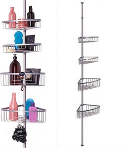 Adjustable 4-Tier Rust-Proof Iron Modern <b>Corner</b> Shower Caddy Shelf for Kitchen Living Room Outdoor Use - Product Image 1