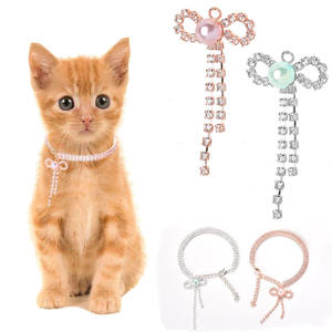 Großhandel niedlichen Strass hängenden Knoten Diamant <span class=keywords><strong>Kawaii</strong></span> Halskette für Katzen - Product Image 1