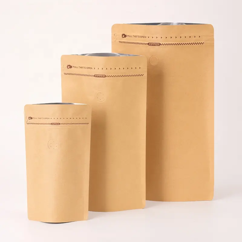 Bolsa de café de papel Kraft con válvula, embalaje negro mate, precio competitivo, novedad