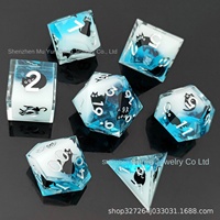 Logo kustom Set dadu DND 16mm ukiran Resin polihedral dadu tajam 6 logam & batu permata bahan untuk RPG dugeon Naga