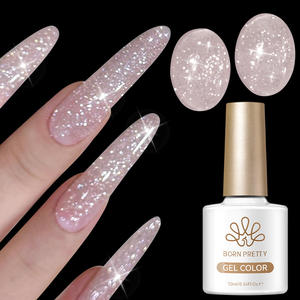 BORN PRETTY Esmalte de Uñas en Gel Rosa Claro Reflectante con Diamantes Disco, Color Gelatina Translúcido Brillante, Gel de Uñas con Destellos, Libre de HEMA y TPO - Product Image 1