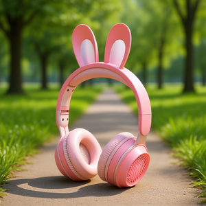 Cuffie Myrva Rabbit Ear rosa, wireless, over-ear, per bambini, per uso esterno - Product Image 2