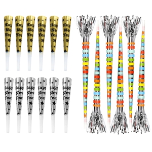 Mixed Style Happy New Year Party Horn Noise <b>Maker</b> <b>Rainbow</b> Striped Tinsel Fringe Blow Horn For New Year Party Favors - Product Image 3