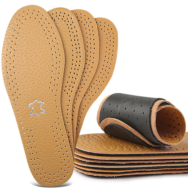 Leather Insoles for Stinky Feet-Foot Shoe Inserts Cushioning Shoe Liners Nonslip Shoe Replacement Pads