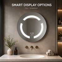 Smart LED Round Bathroom Mirror with Front Lighting, Stepless Dimming, 3 Color Temperature, Anti-Fog, Bluetooth