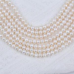 Perles d'eau douce naturelles de 6 à 7 mm, presque rondes, en vrac, perles réelles, matériaux faits à la main, diverses couleurs disponibles - Product Image 4