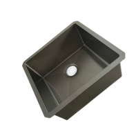 Évier de cuisine en acier inoxydable sous plan, fait à la main, taille et couleur personnalisées, noir brossé, évier d'angle