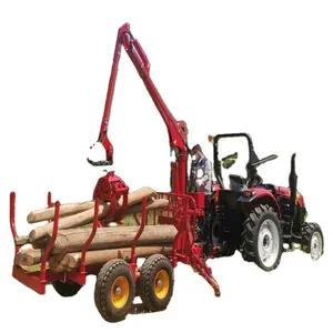 8T Hot Sale Farm Grapple Log Loading Trailer Timber Trailer With Crane